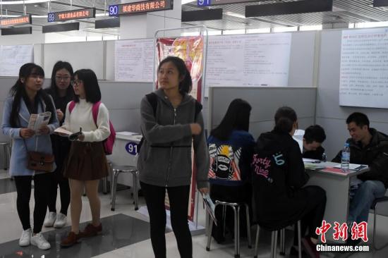 资料图：2017年3月5日，福州市女性就业创业专场招聘会在福州市人才交流大厅举行，近120家企业提供了适合女性就业的岗位2200余个，吸引了许多女大中专毕业生、农村进城务工妇女和城镇下岗失业妇女前往应聘求职。 张斌 摄